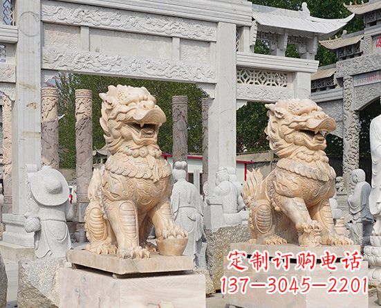 张家口古典神麒麟石雕,传承古老文化