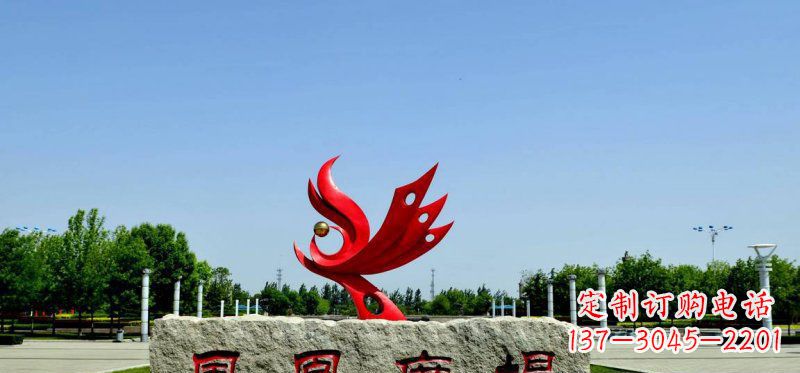 张家口广场不锈钢抽象凤凰雕塑 (3)