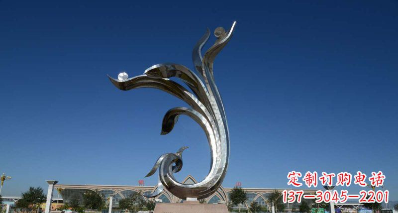 张家口优雅迷人的不锈钢抽象凤凰雕塑