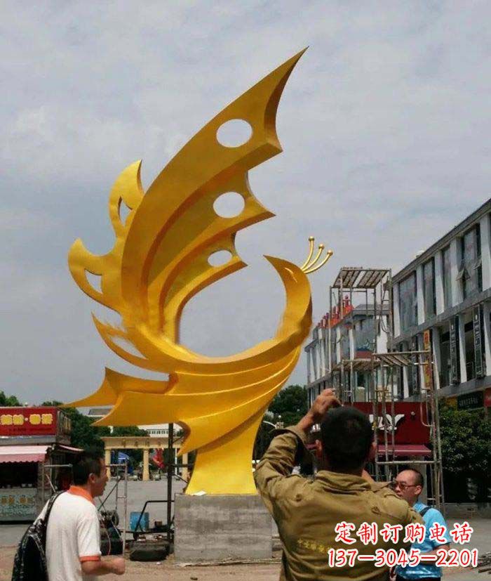 张家口精致大气的不锈钢抽象凤凰雕塑