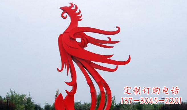 张家口广场不锈钢凤凰雕塑 (3)