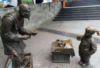 张家口小女孩铜雕，古朴优雅