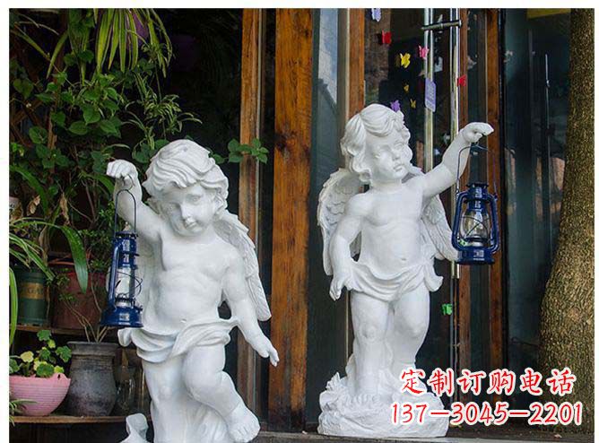 张家口白玉天使雕塑,夜晚的灯火璀璨