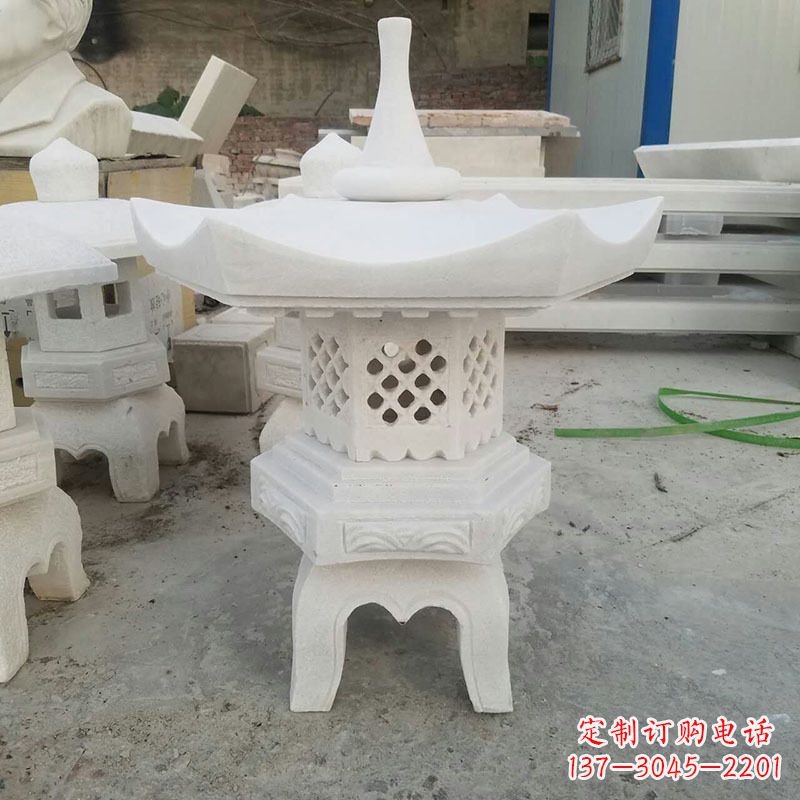 张家口汉白玉中式石雕灯笼