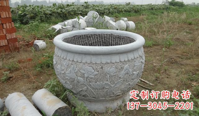 张家口荷花花盆公园景观石雕，千般美妙一览无余