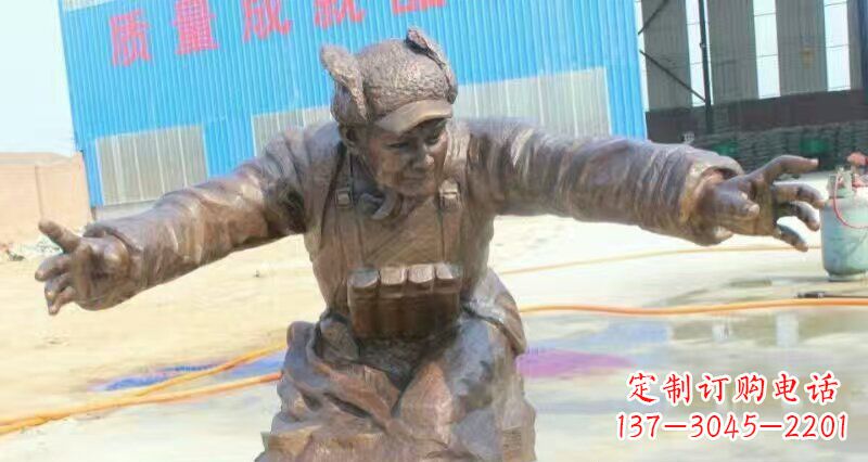 张家口荣耀时刻,纪念经典——黄继光校园英雄人物铜雕