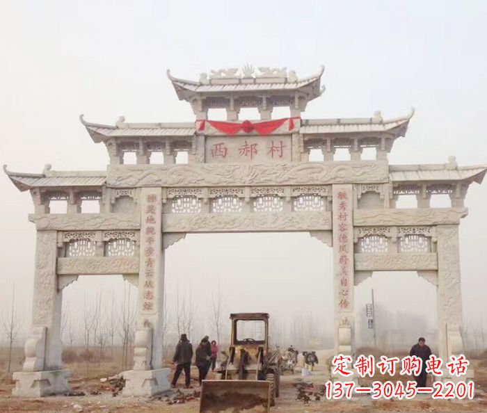 张家口高品质三门牌坊石雕