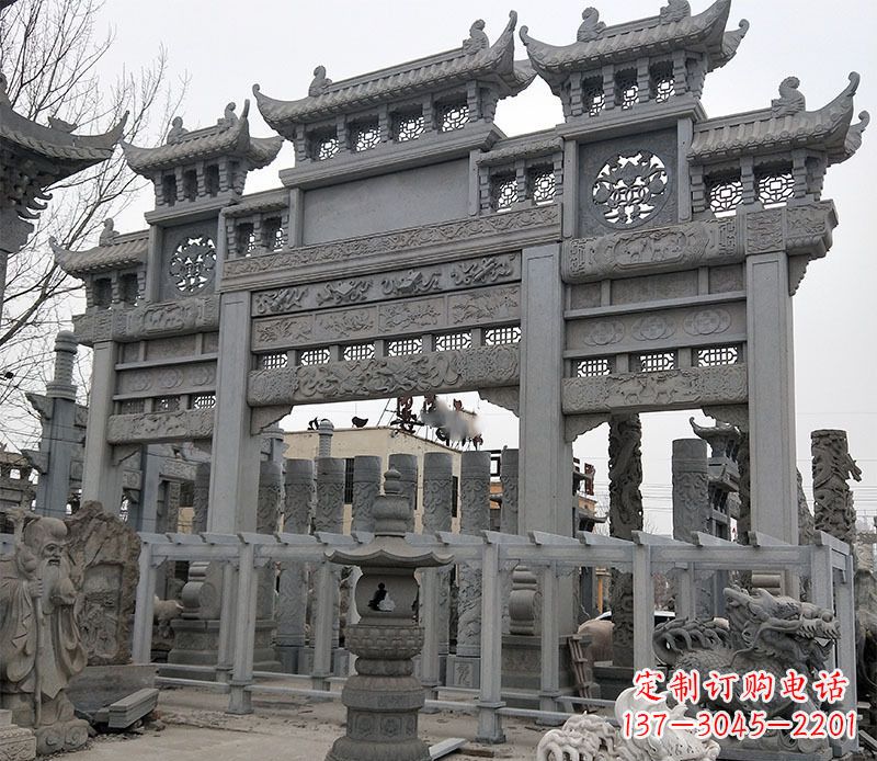 张家口京中领雕塑:牌坊石雕定制