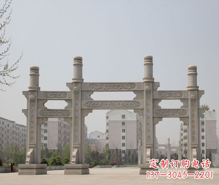 张家口上中领雕塑:牌坊石雕定制