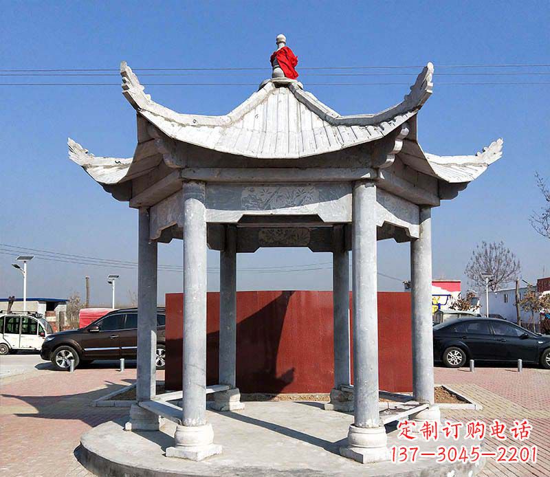 张家口六角仿古凉亭雕塑,古朴迷人