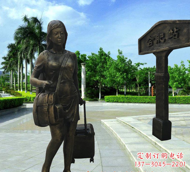 张家口美貌铸就的美女铜雕