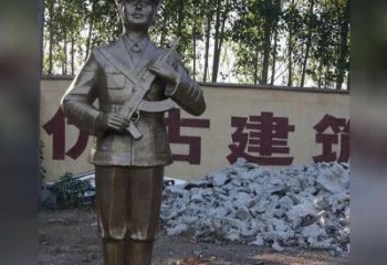 张家口精美纪念，战士铜雕——中领雕塑