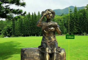 张家口精美的女孩铜雕塑，展现活力与青春