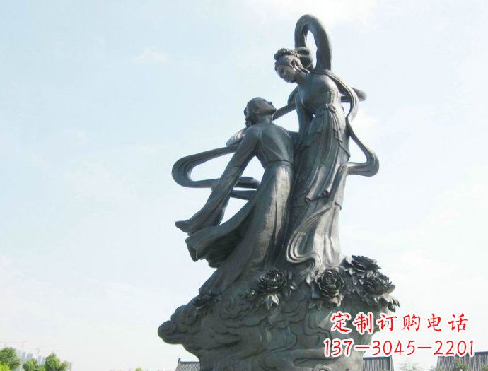 张家口铸就爱情经典,中领雕塑定制牛郎织女广场雕塑