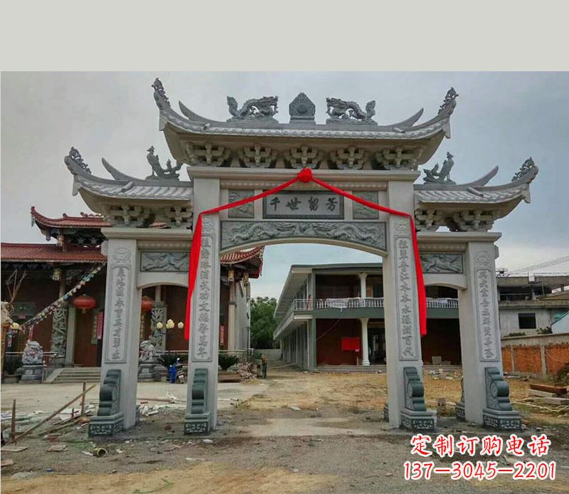 张家口以传统工艺为源的独特牌坊石雕