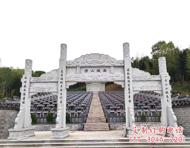 张家口精致雕刻的三门石牌坊雕塑