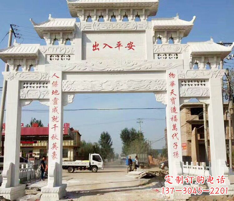 张家口三门石牌坊石雕艺术
