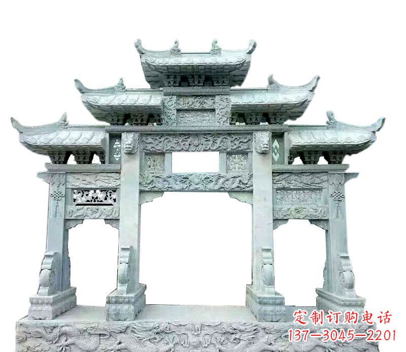张家口中领雕塑仿古牌坊石雕定制