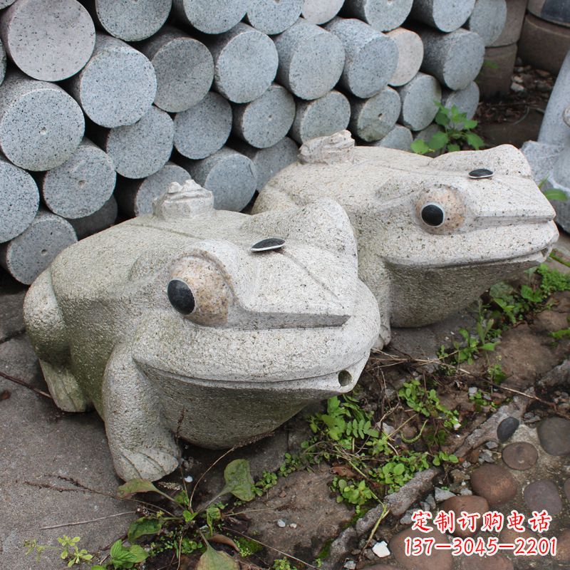 张家口石雕青蛙喷水雕塑