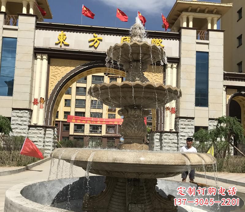 张家口石雕小区大型喷泉雕塑