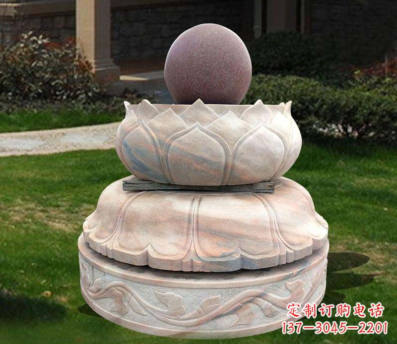 张家口石雕小区风水球雕塑 