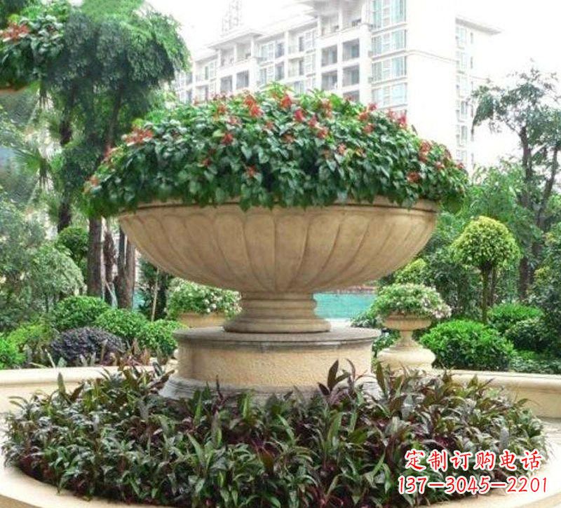 张家口石雕小区花盆