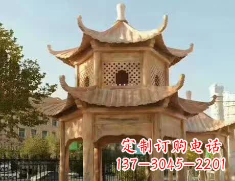 张家口石雕小区景观双层凉亭