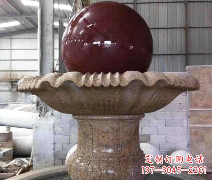 张家口石来运转小型风水球喷泉石雕 (2)