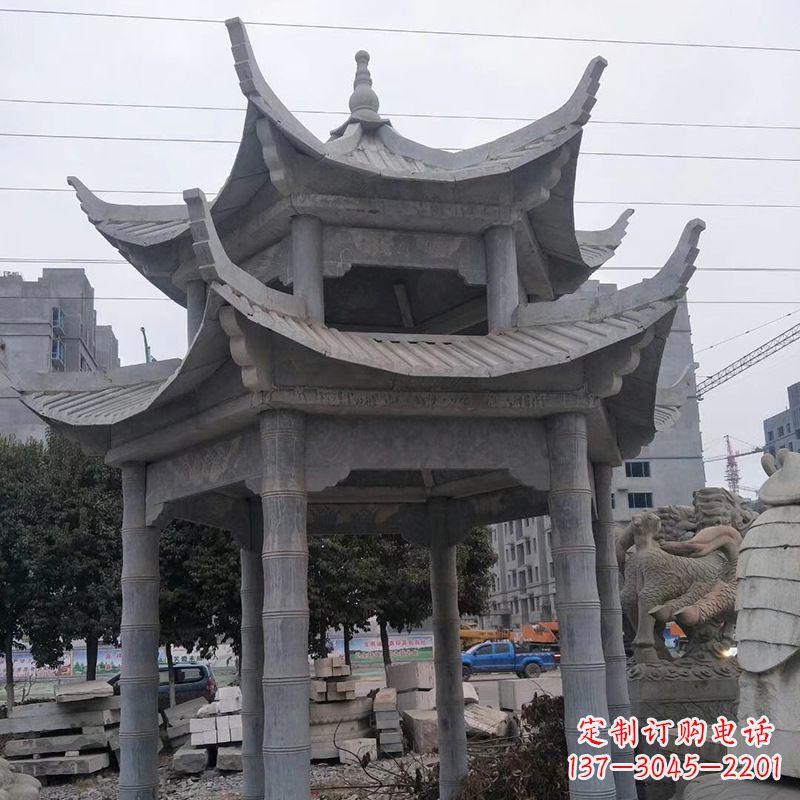 张家口双层八角石雕凉亭