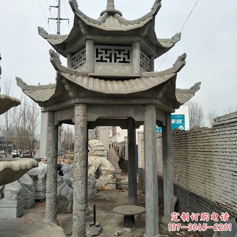 张家口双层大理石凉亭雕塑