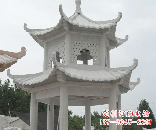 张家口双层大理石凉亭石雕