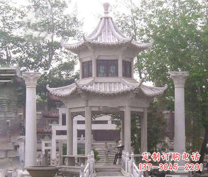 张家口双层仿古凉亭石雕 (3)