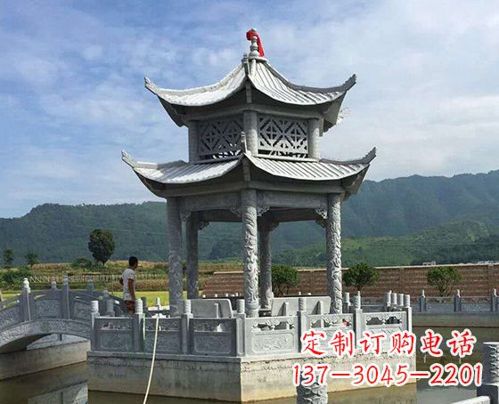 张家口双层仿古凉亭石雕_1
