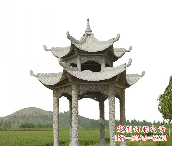张家口双层仿古石雕凉亭