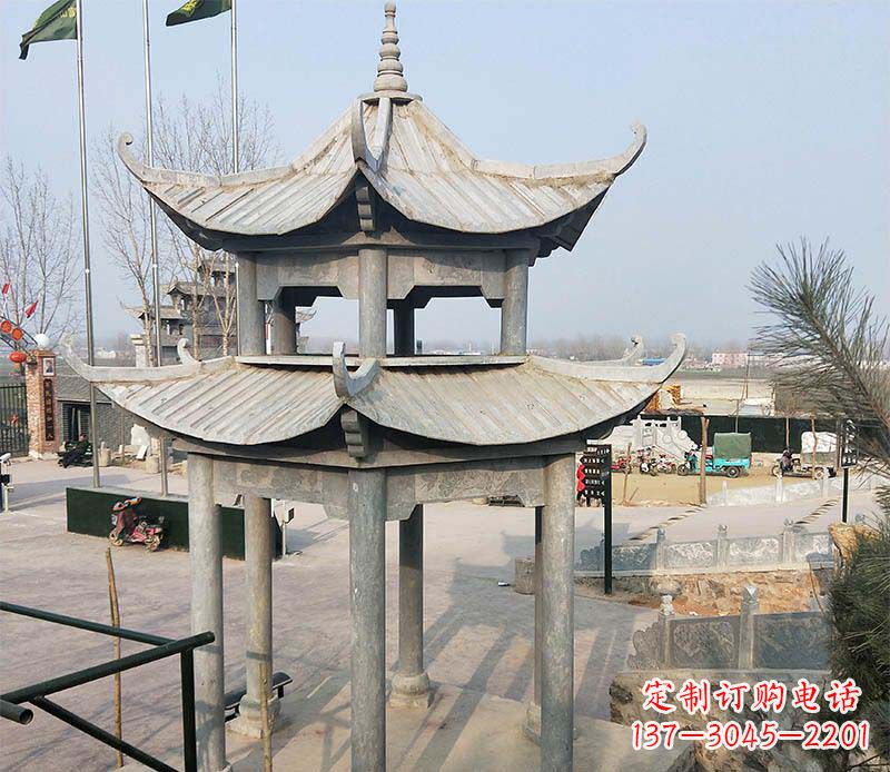 张家口双层户外凉亭石雕