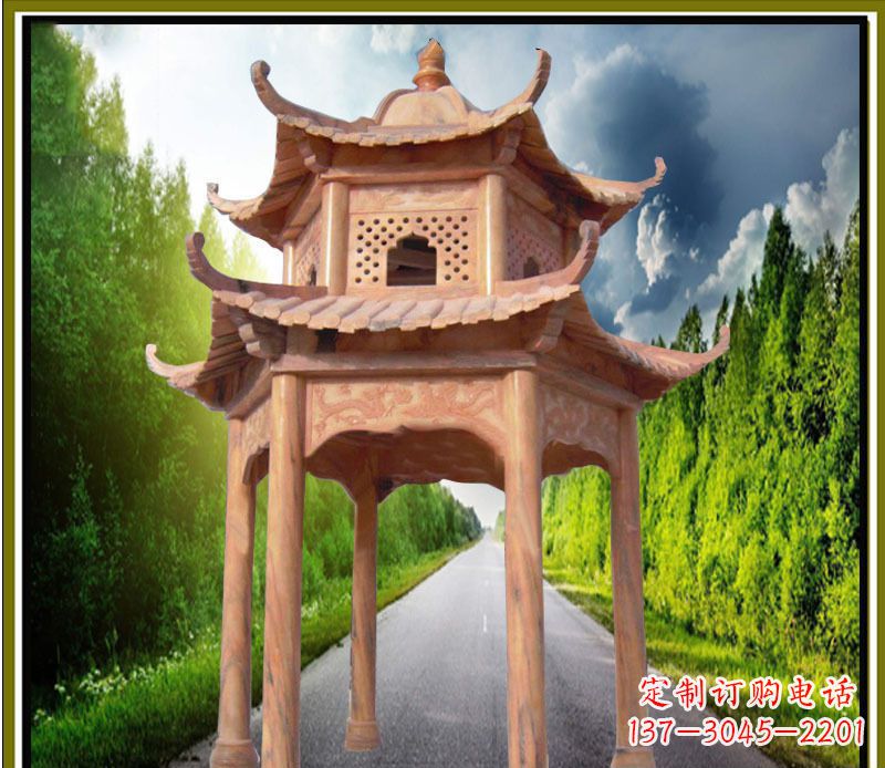 张家口双层凉亭园林石雕