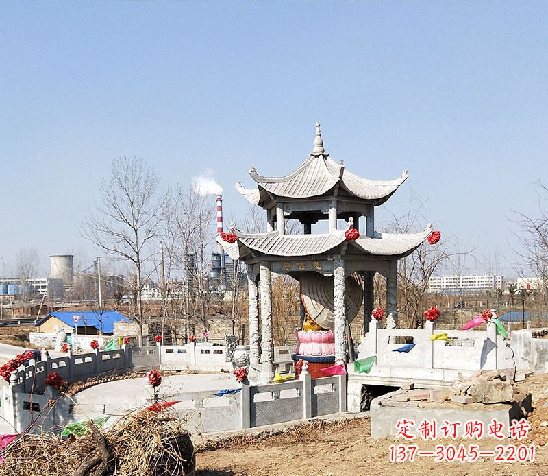 张家口双层石凉亭石雕 (2)