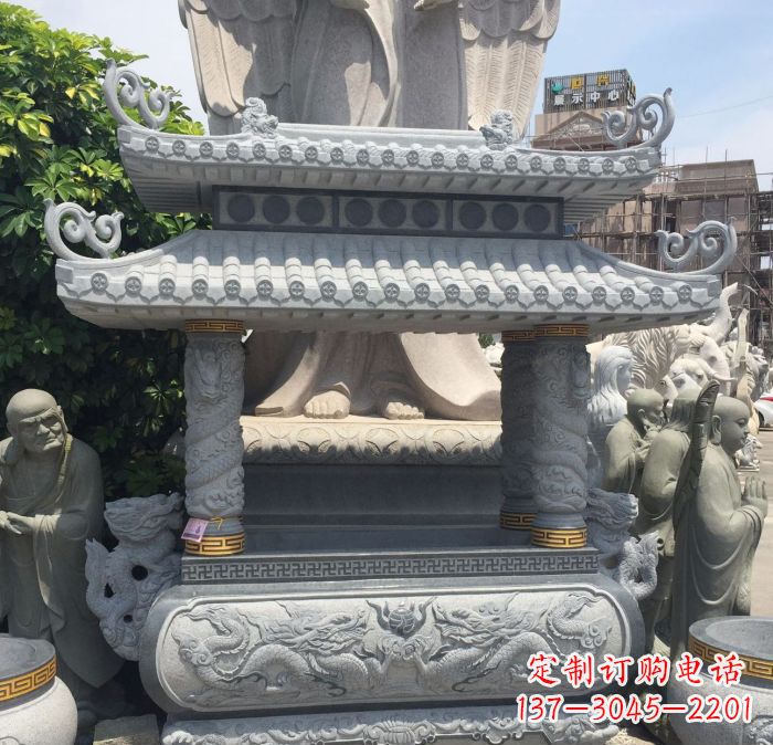 张家口寺庙景观仿古香炉石雕 (2)