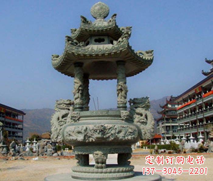 张家口寺庙景观仿古石香炉