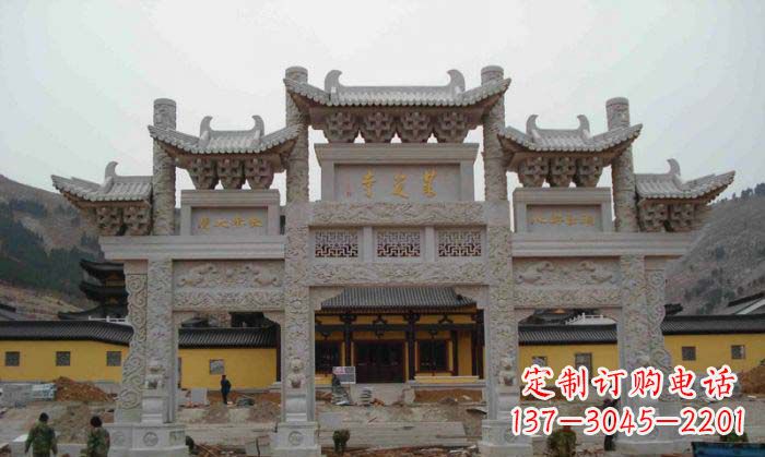 张家口寺庙景观三门五楼石牌坊