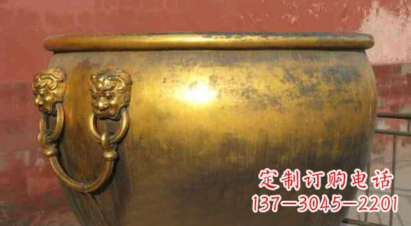 张家口寺庙水缸铜雕 (2)