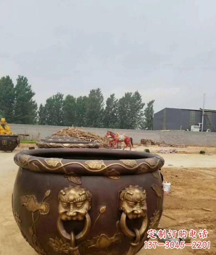 张家口寺庙水缸铜雕 (4)