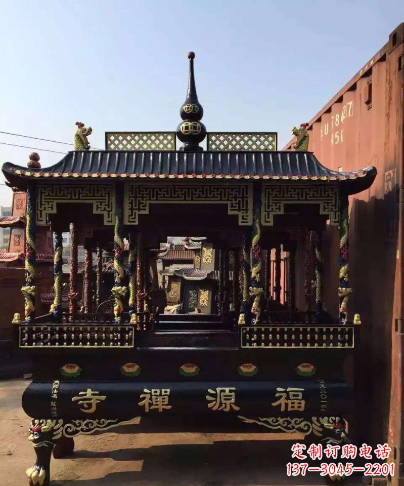 张家口寺庙香炉铜雕 (2)