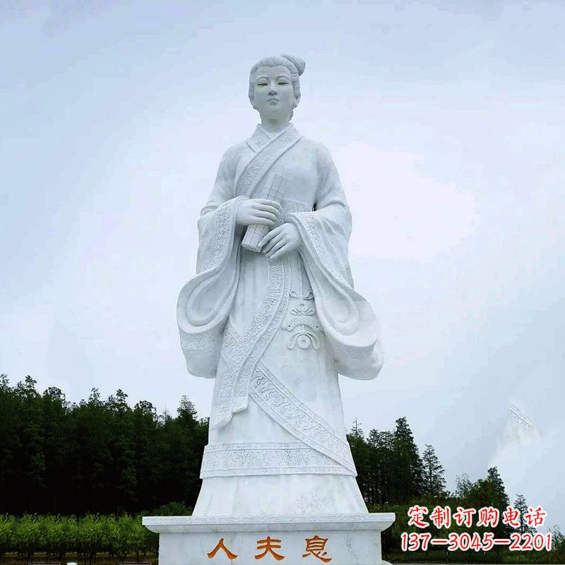 张家口桃花夫人息妫汉白玉雕塑-景区园林历史名人古代著名美女雕像