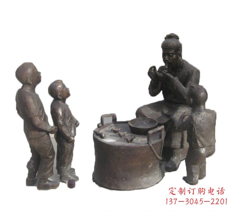 张家口铜雕吹糖人的古代人物