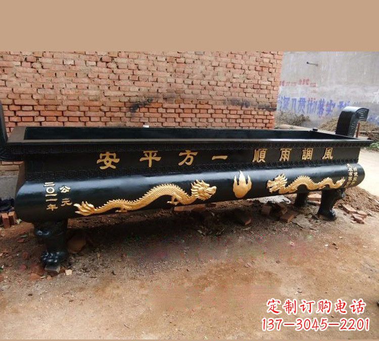 张家口铜雕风调雨顺方形香炉