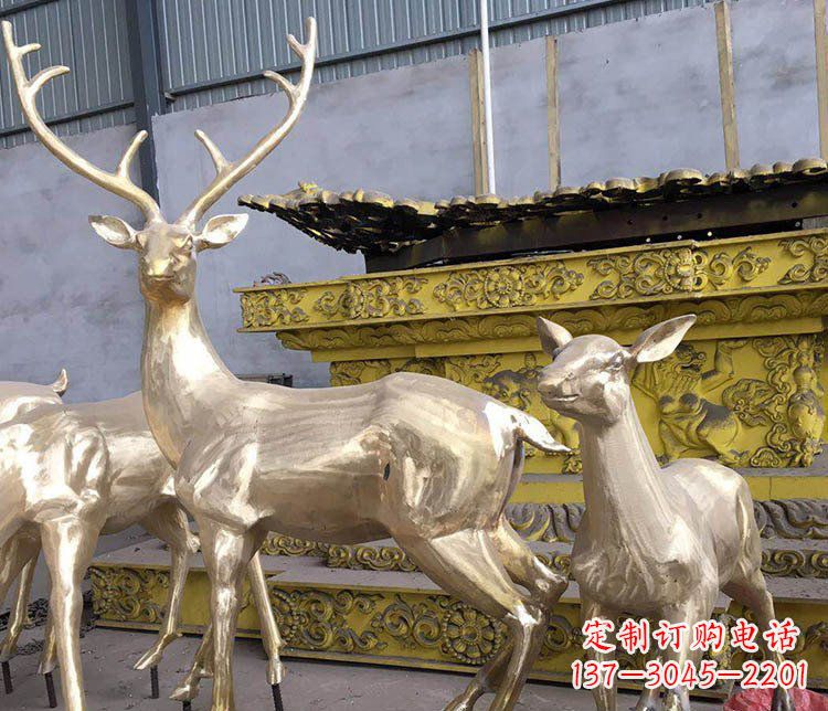 张家口铜雕户外动物小鹿雕塑