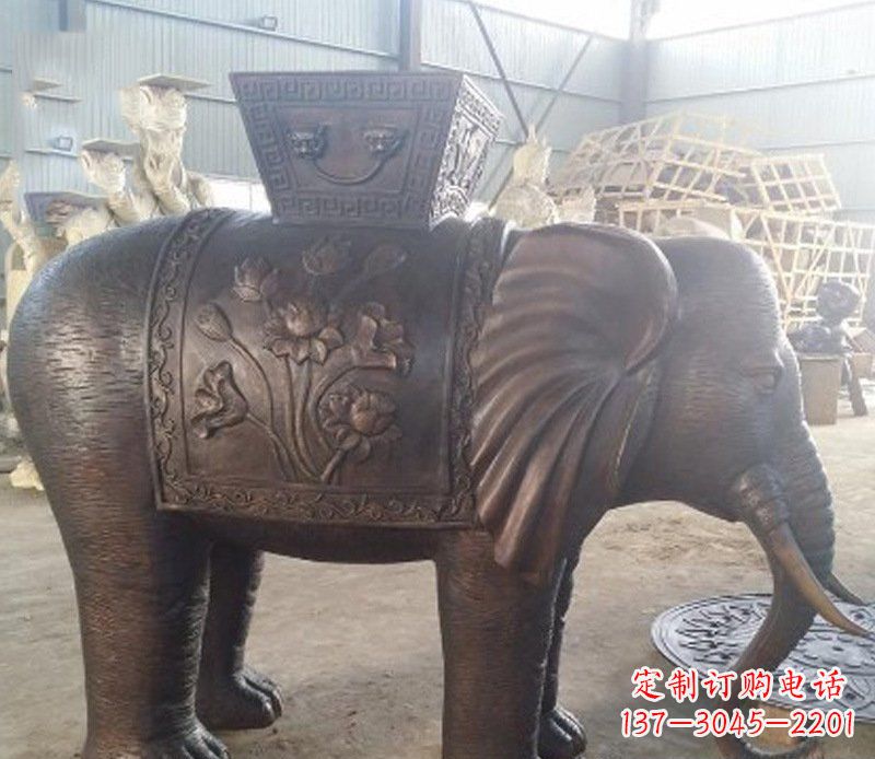 张家口铜雕吉祥大象园林动物摆件
