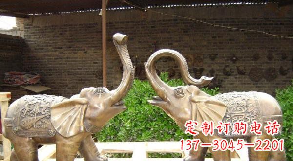 张家口铜雕吉祥小象公园动物雕塑