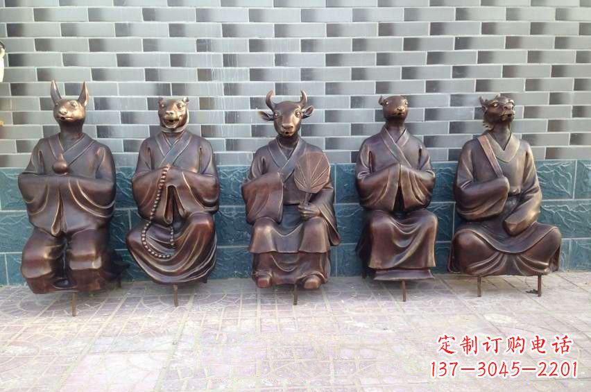 张家口铜雕兽首人身十二生肖雕塑